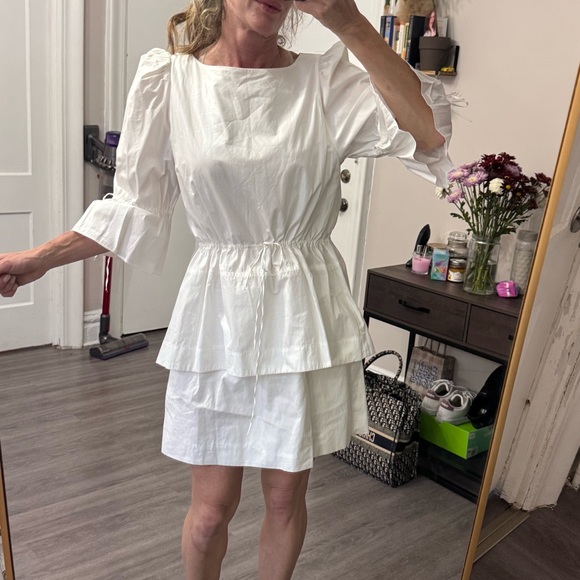 See by Chloé White Cotton Dress with Puff Sleeves Size 6-8 US / 40 FR - Picture 1 of 13